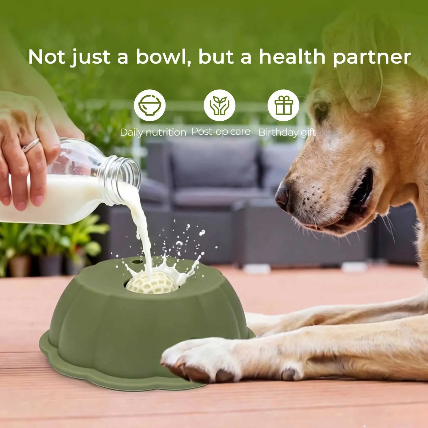 BOMUU Water Bowl,Yogurt Bowl,Dog Liquid Slow Feeder,Lick Bowl with Ball ,Oral Hygiene & Tongue Cleaning,No Mess Liquid Treat Enrichment Bowl for Dogs