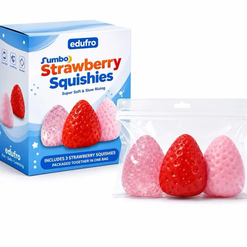 3Pcs Big Taba Squishies Strawberry, Cute Kawaii Fruit Squeeze Toy, Upgrade Fruit Squishies, Kawaii Sticky Stress Toy, Clear Fidget Toys, Valentines Gift for Kids, Teen Boys Girls Birthday Gift Ideas