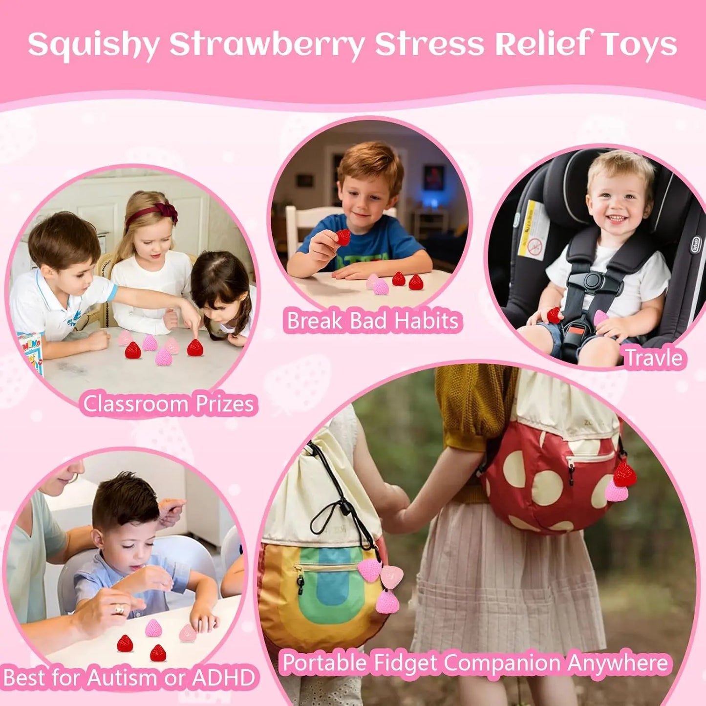3Pcs Big Taba Squishies Strawberry, Cute Kawaii Fruit Squeeze Toy, Upgrade Fruit Squishies, Kawaii Sticky Stress Toy, Clear Fidget Toys, Valentines Gift for Kids, Teen Boys Girls Birthday Gift Ideas