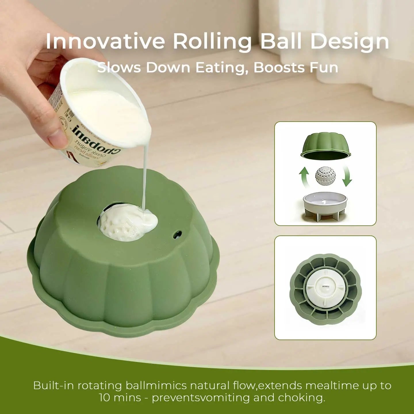 BOMUU Water Bowl,Yogurt Bowl,Dog Liquid Slow Feeder,Lick Bowl with Ball ,Oral Hygiene & Tongue Cleaning,No Mess Liquid Treat Enrichment Bowl for Dogs