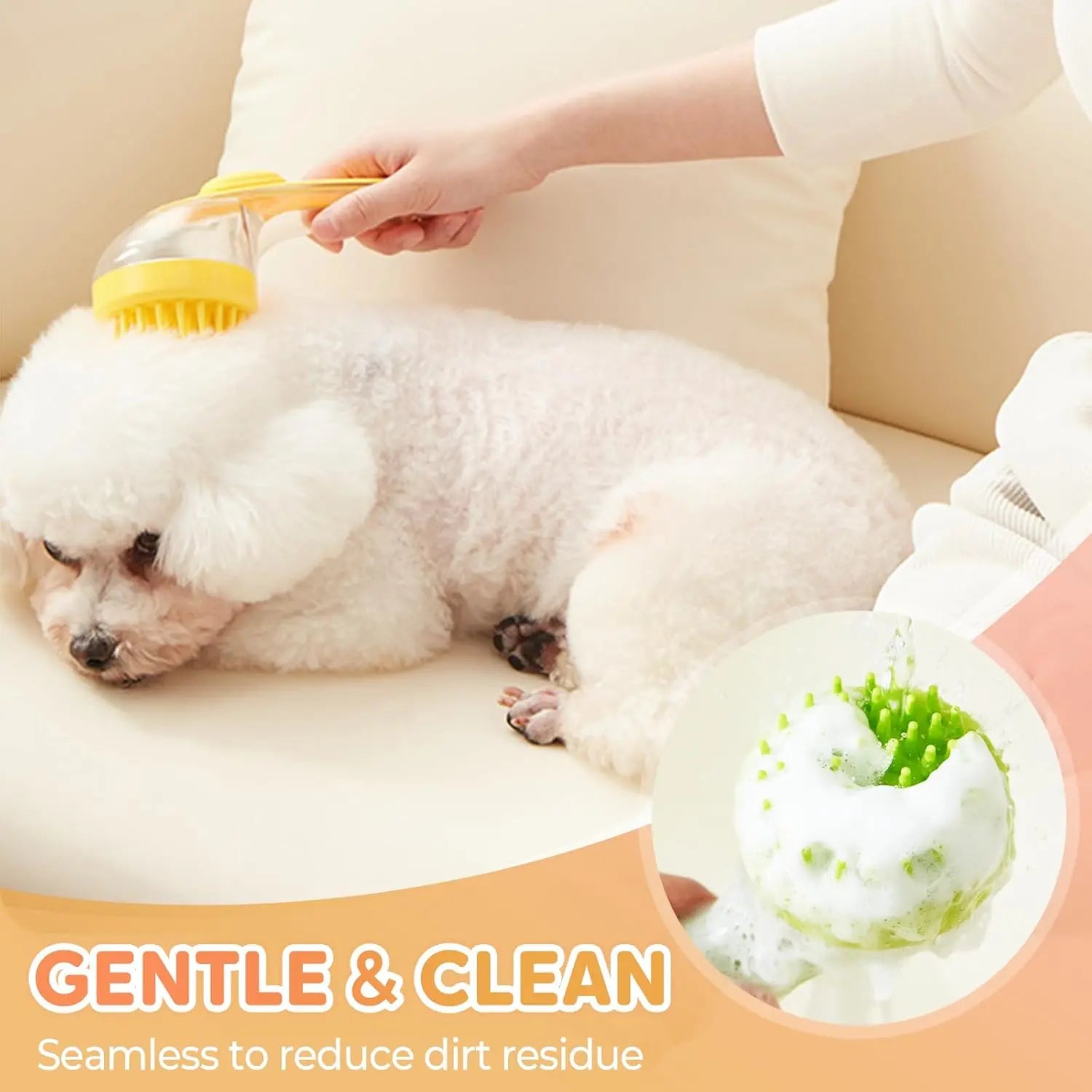 Soothing Pet Spa Brush - 2-In-1 Massage & Shampoo Dispenser for Deep Cleaning. ASMR Grooming, Gentle on All Coats!Dog&Cat Summer