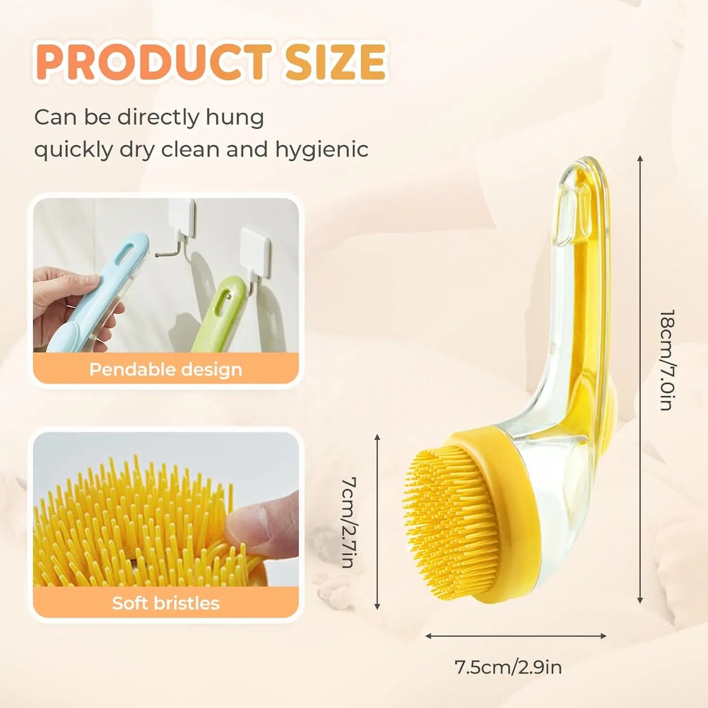 Soothing Pet Spa Brush - 2-In-1 Massage & Shampoo Dispenser for Deep Cleaning. ASMR Grooming, Gentle on All Coats!Dog&Cat Summer