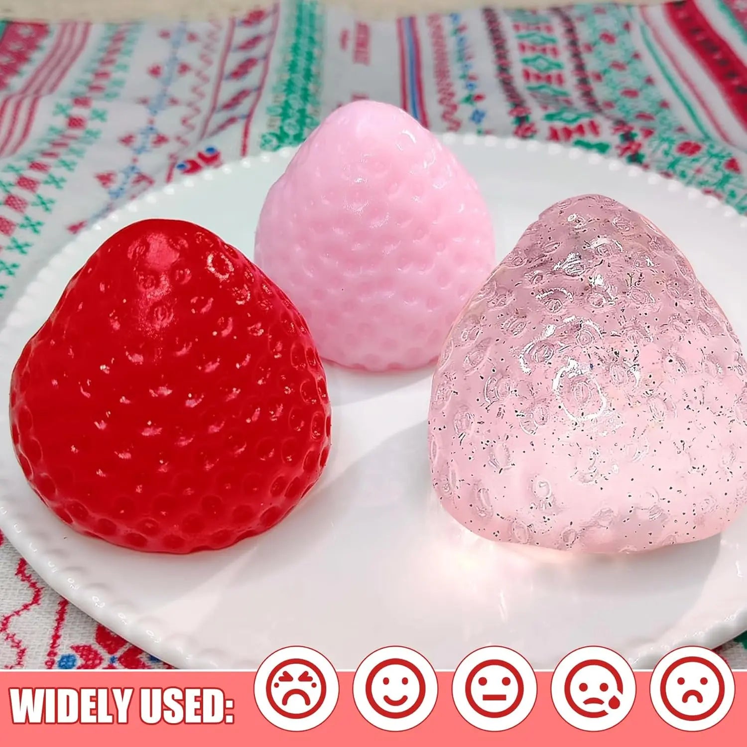 3Pcs Big Taba Squishies Strawberry, Cute Kawaii Fruit Squeeze Toy, Upgrade Fruit Squishies, Kawaii Sticky Stress Toy, Clear Fidget Toys, Valentines Gift for Kids, Teen Boys Girls Birthday Gift Ideas