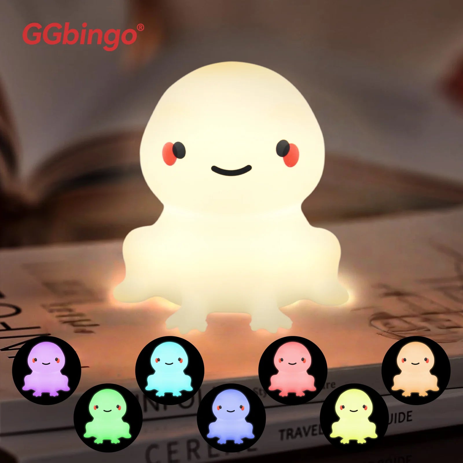 Rechargeable Cute Capybara Night Light Novelty Dimmable Nursery Nightlight Touch Lamp Silicone Pat Lamp for Kids Room